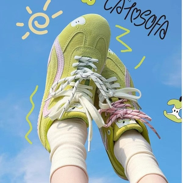 Damen bequeme Sneaker mit verspieltem Schleifendesign und atmungsaktiver Sohle EB