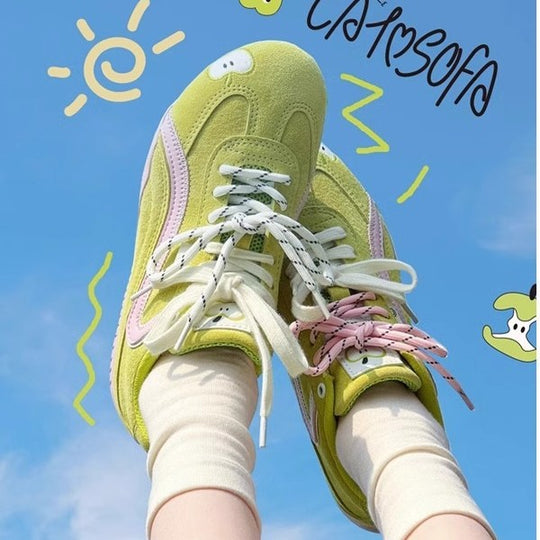 Damen bequeme Sneaker mit verspieltem Schleifendesign und atmungsaktiver Sohle EB