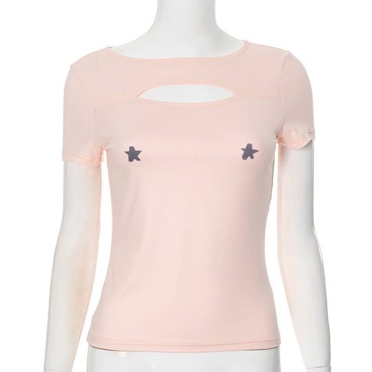 Damen luftiges Trägershirt mit elegantem Cut-out-Design und floralem Druck EB