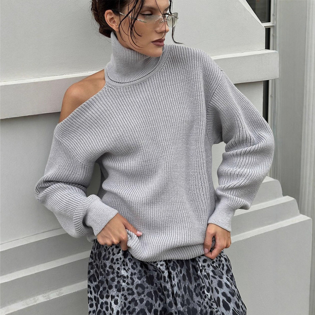 Damen Modischer Rollkragenpullover mit lässigem Schnitt EB
