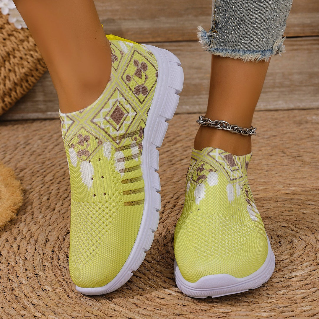 Damen Komfortable Slip-On Sneakers mit modischem Mustermix EB