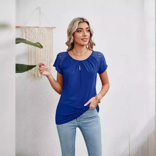 Damen T-Shirt mit Spitzendetails EB