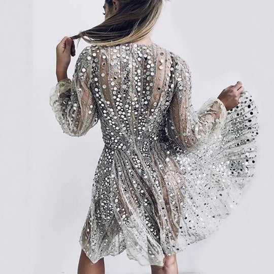 Damen Festliches Cocktailkleid mit Pailletten EB