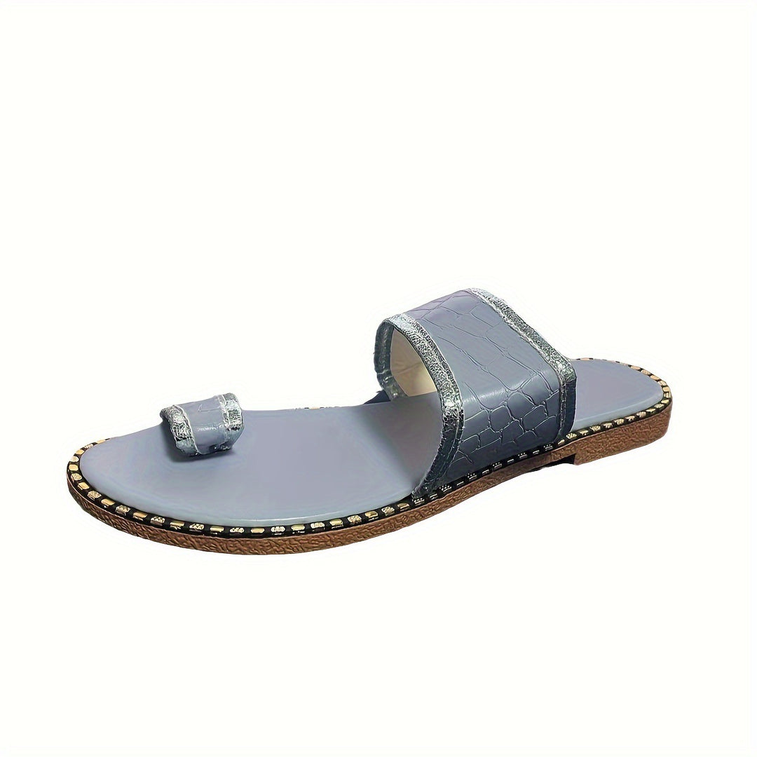 Damen elegante Slide-Sandalen mit luxuriösen goldenen Akzenten EB