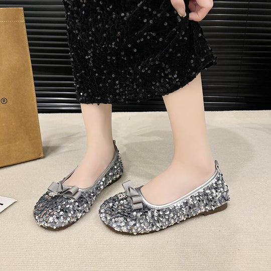 Damen Ballerinas mit Glitzer und Schleife von EB