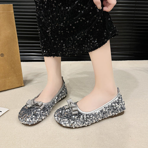 Damen Ballerinas mit Glitzer und Schleife von EB