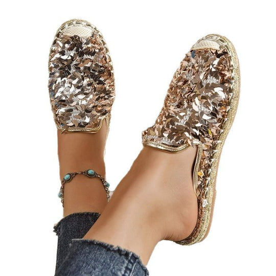 Damen Glitzernde Espadrilles mit bequemer Einlegesohle EB