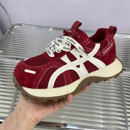Damen Sportliche Plateau-Sneaker mit atmungsaktiver Mesh-Oberfläche und dämpfender Sohle EB