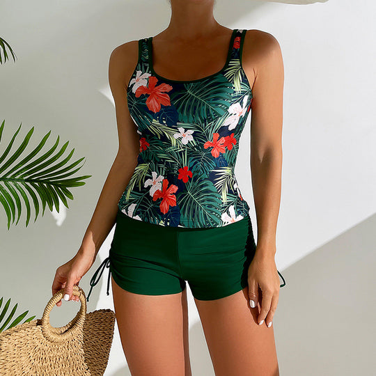 Damen Tankini-Set mit floralem Druck und seitlichen Rüschendetails EB