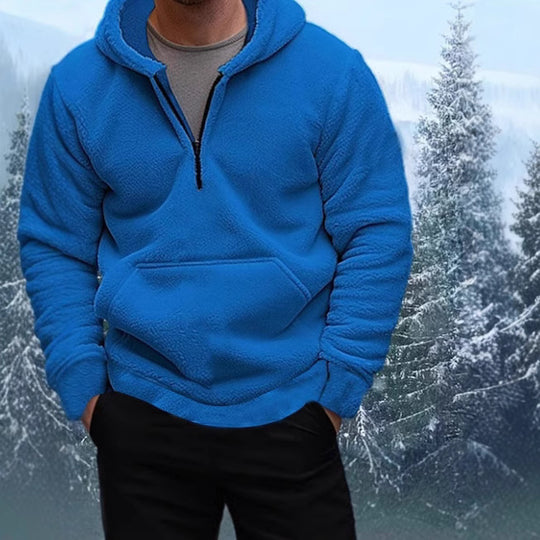 Herren Kuscheliger Fleece-Hoodie mit halblangem Reißverschluss EB
