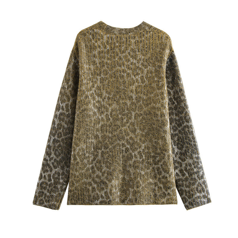 Damen Kuschelige Strickjacke mit animalischem Muster EB
