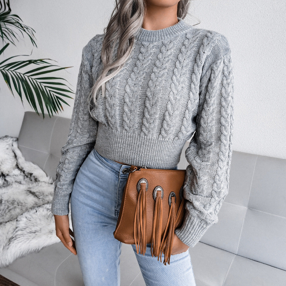 Damen Grobstrickpullover mit modernem Design und dekorativen Zopfmuster EB
