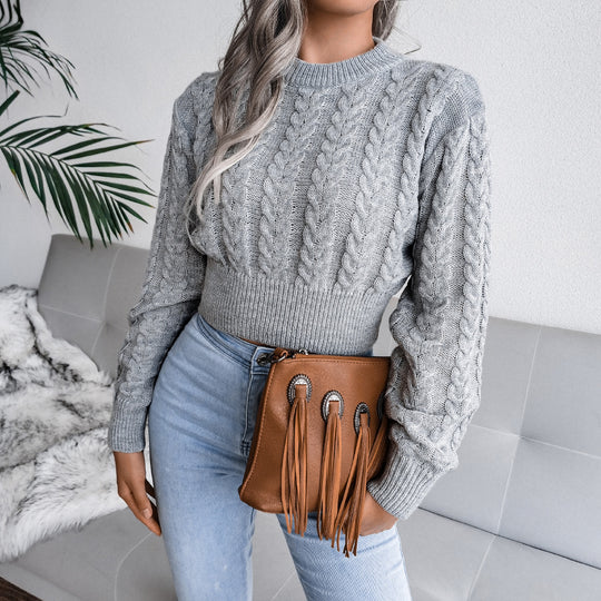 Damen Grobstrickpullover mit modernem Design und dekorativen Zopfmuster EB