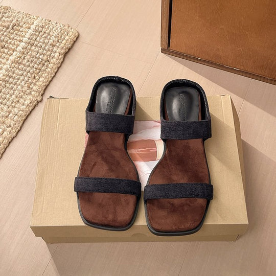 Damen elegante diagonale Riemensandalen mit komfortablem Fußbett EB