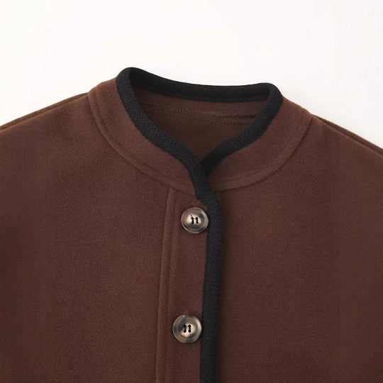 Damen elegante Übergangsjacke mit kontrastierenden Kanten EB
