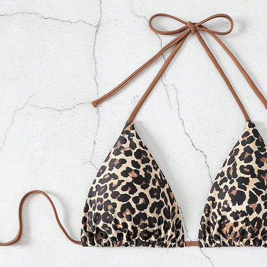 Damen Triangel-Bikini mit modischem Leopardenmuster EB