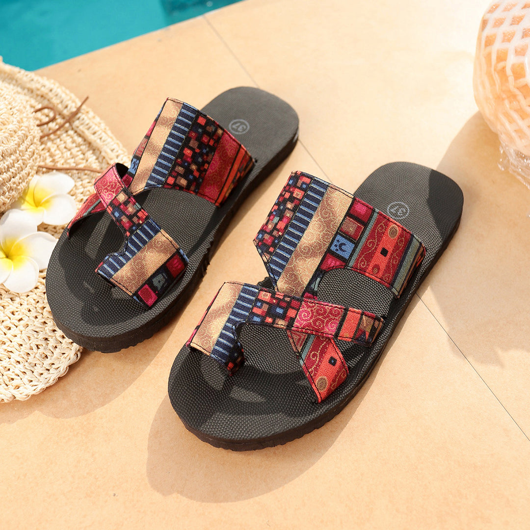 Damen Komfortable Riemen-Sandalen mit stylischem Ethno-Design EB