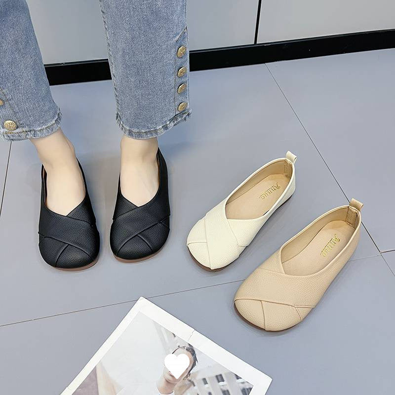 Damen Ballerinas mit modischem Kreuz-Design und bequemem Fußbett EB