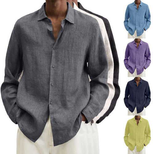 Herren nan leichtes Leinenhemd mit klassischem Kragen und lässigem Relaxed Fit EB