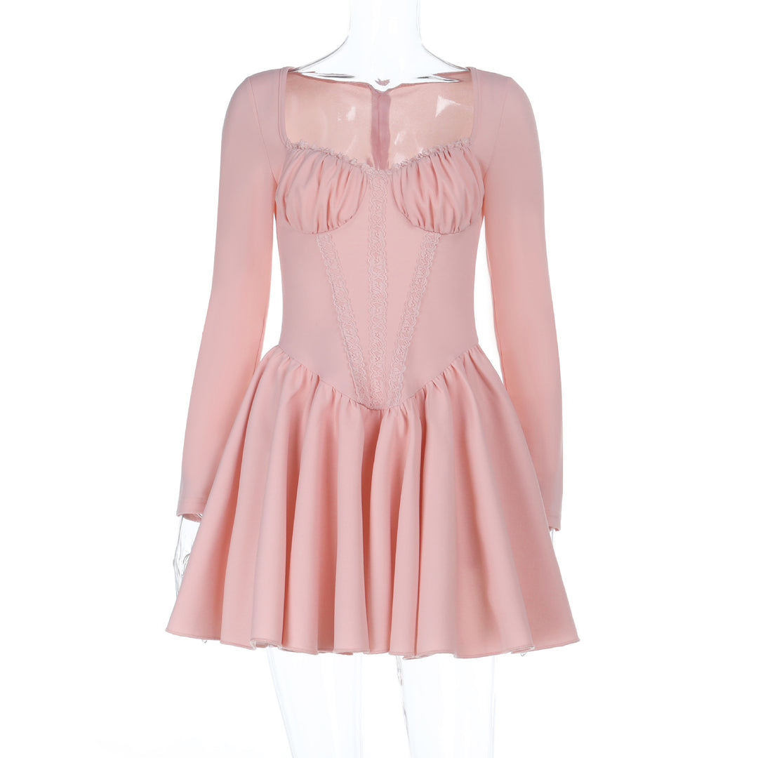 Damen Tailliertes Minikleid mit geraffter Korsagen‑Optik und Volantrock EB