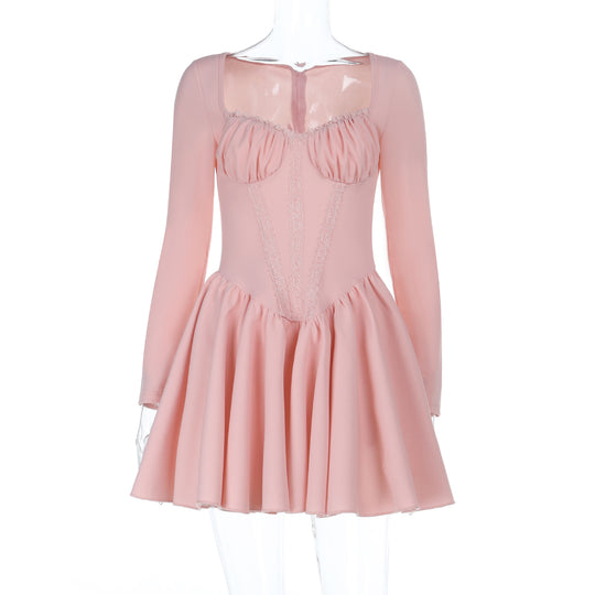 Damen Tailliertes Minikleid mit geraffter Korsagen‑Optik und Volantrock EB