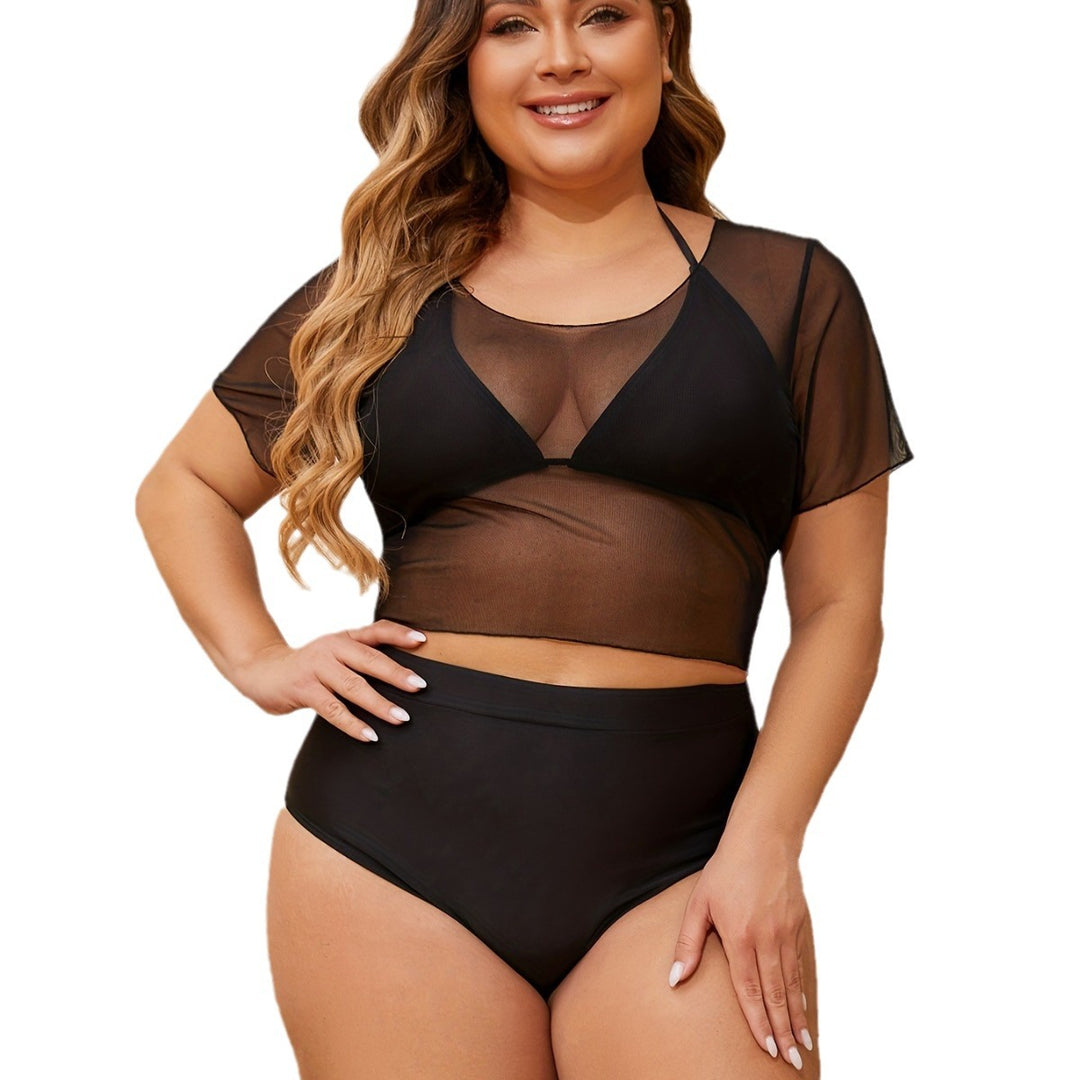 Damen Bikini-Oberteil mit transparentem Overlay und figurbetontem Unterteil EB