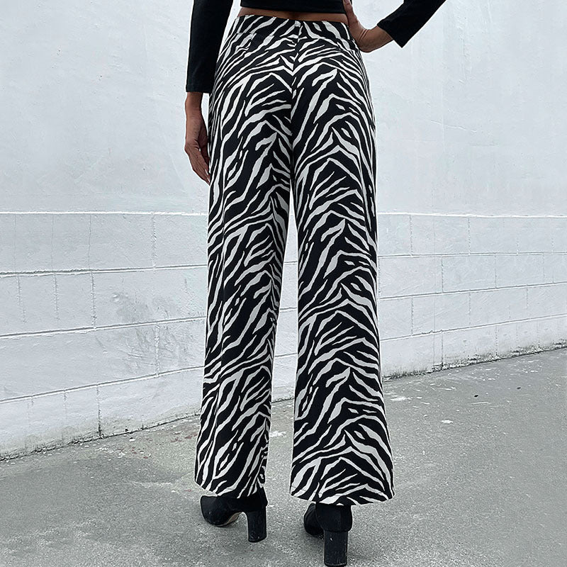Damen Weite Palazzo-Hose mit stylischem Zebradesign EB