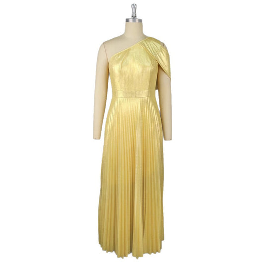 Damen Glamouröses Ein-Schulter Abendkleid mit Plissee-Falten EB