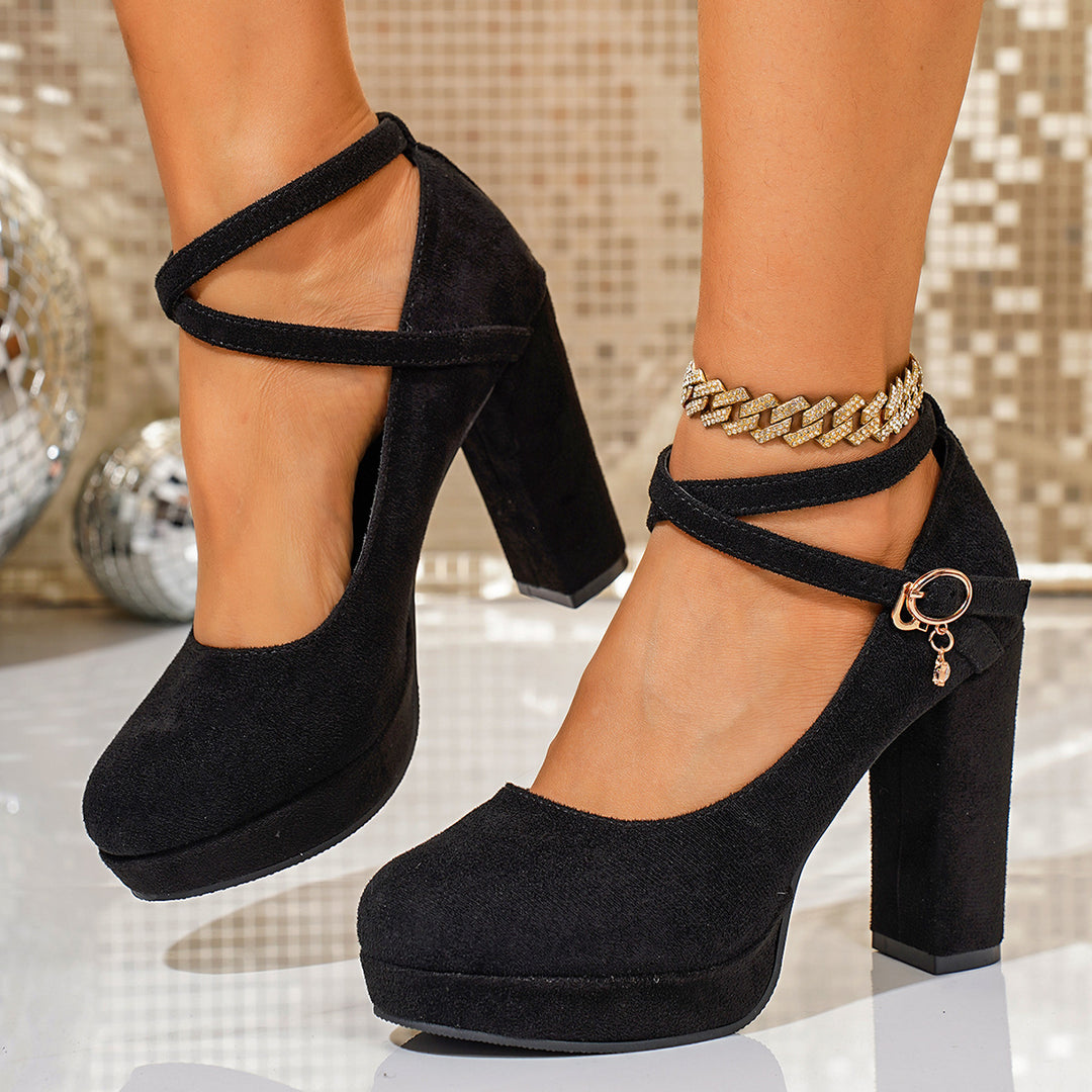 Damen Plateau-Pumps mit geflochtenem Riemen EB