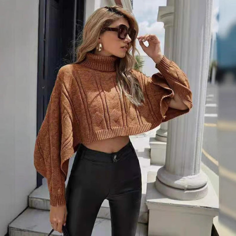 Damen kuscheliger Rollkragenpullover mit weitem Schnitt und strukturiertem Design EB