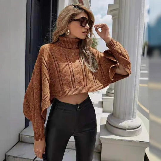 Damen kuscheliger Rollkragenpullover mit weitem Schnitt und strukturiertem Design EB