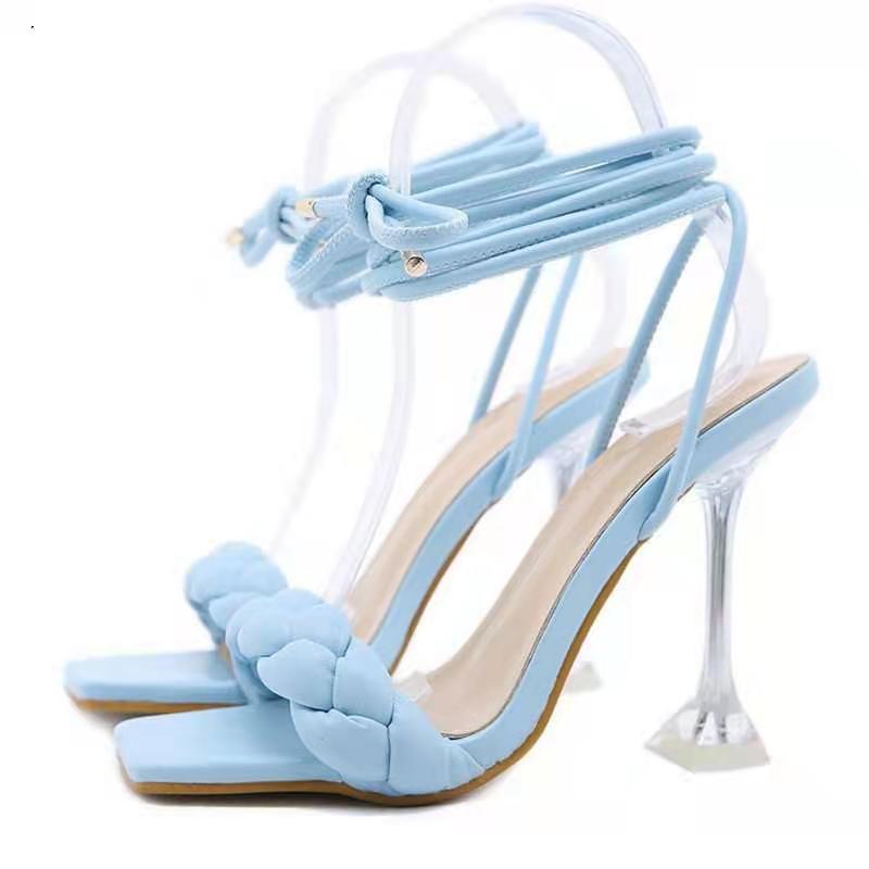 Damen Maßgeschneiderte High Heel Sandalen mit geflochtenem Riemen-Design EB