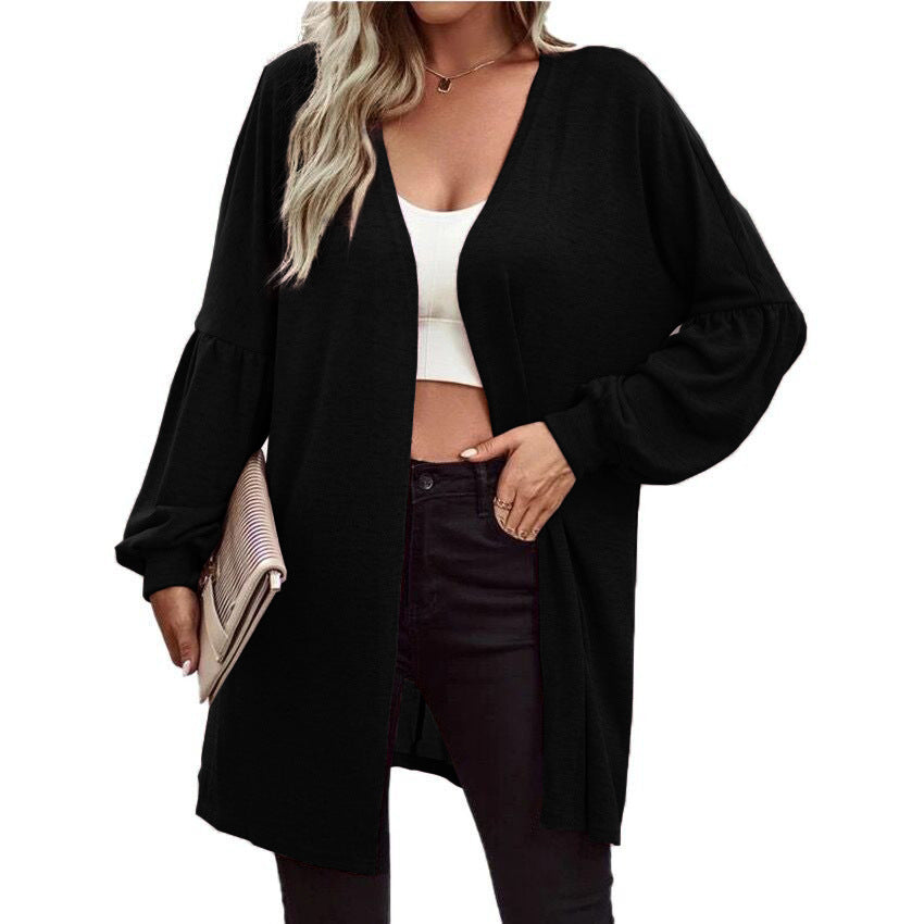 Damen Oversize Cardigan mit eleganten Puffärmeln EB