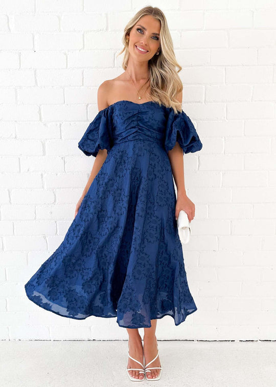 Damen Robe mit schulterfreiem Design und eleganten Puffärmeln EB