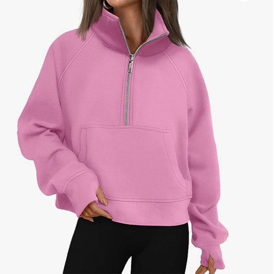 Damen Sportlicher Hoodie mit hohem Kragen EB