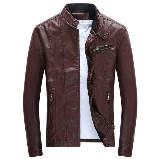 Herren trendige Kunstlederjacke mit feinen Steppdetails EB