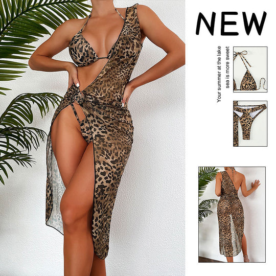 Damen Triangel-Bikini mit transparenter Strandrobe EB