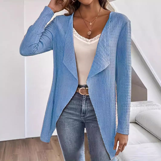 Damen eleganter Cardigan mit asymmetrischem Schnitt und strukturierter Oberfläche EB