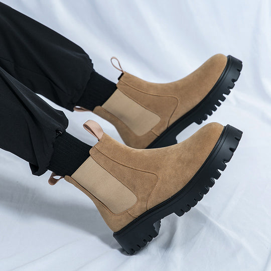 Damen Modische Chelsea-Stiefel mit rutschfester Sohle und elastischen Einsätzen EB