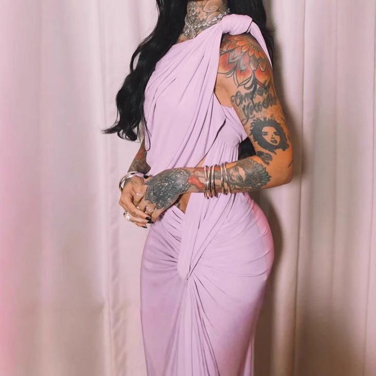 Damen Elegantes Wickeldress mit asymmetrischem Schnitt und Rüschendetails EB