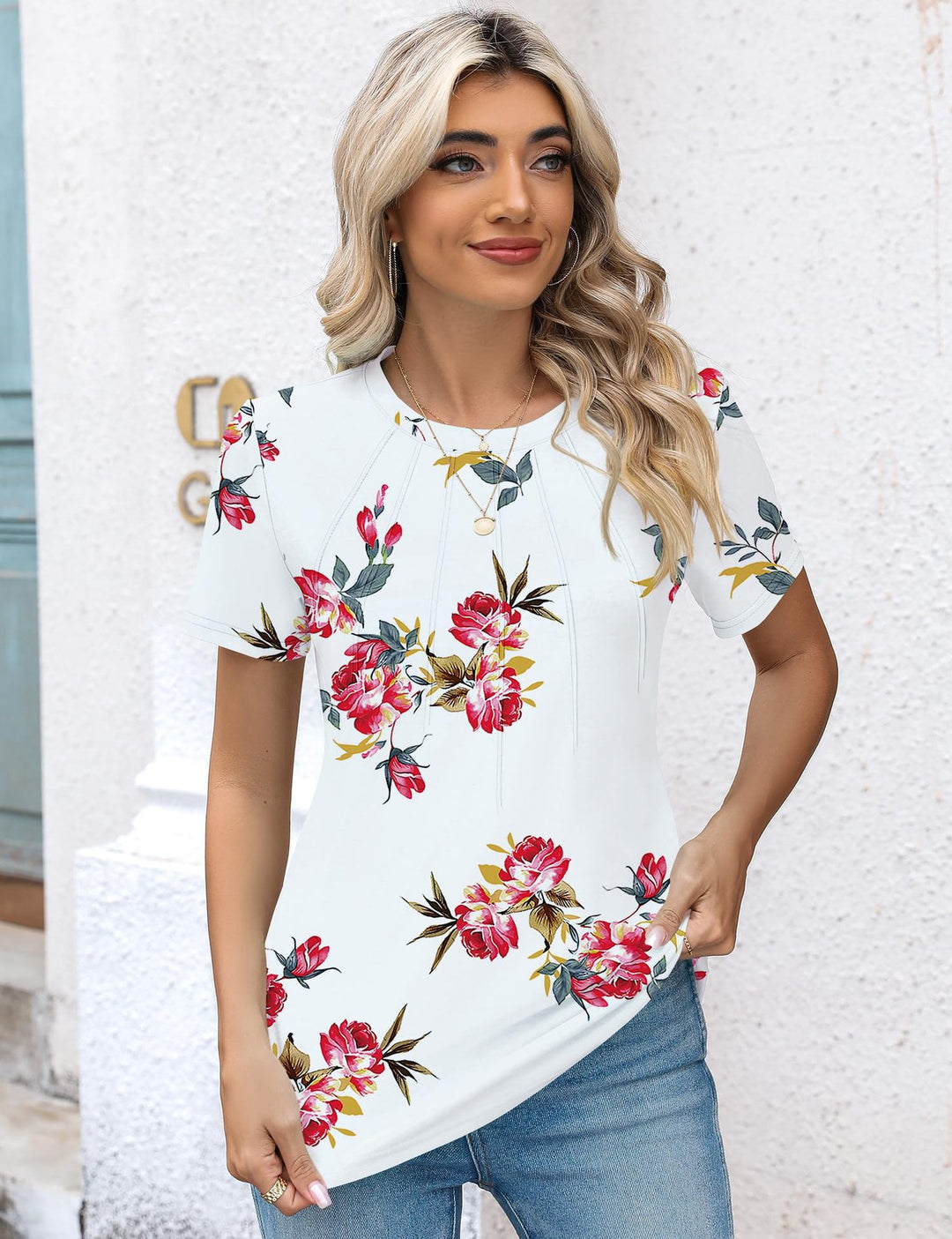 EB | Plissee-T-Shirt mit Rundhalsausschnitt