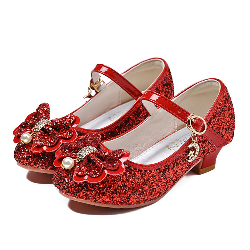 Mädchen Glitzernde Ballerinas mit Schleifenapplikation EB