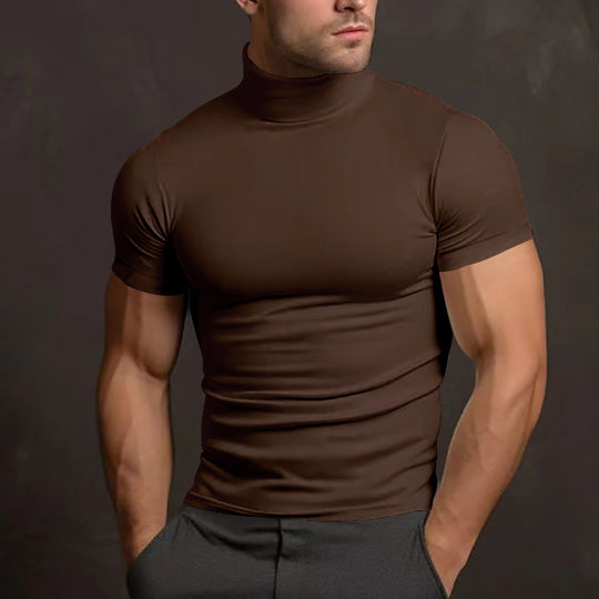 Herren nan körperbetontes Kurzarm-Rollkragenshirt aus Stretchjersey EB