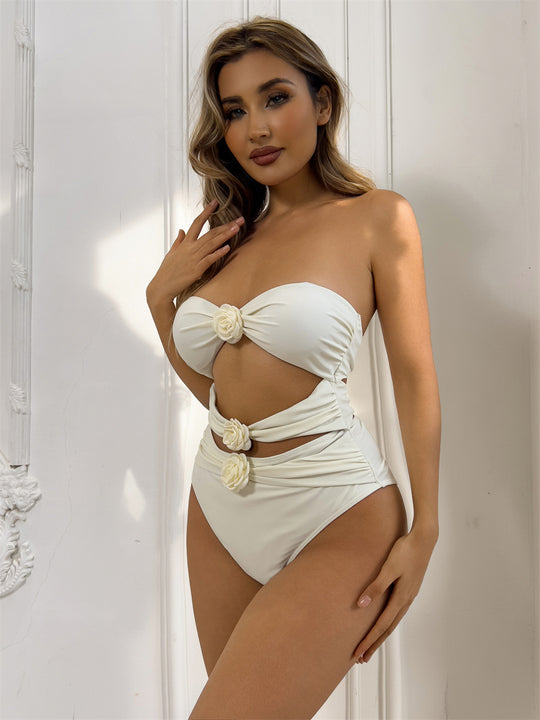 Damen Einteiliger Badeanzug mit floralem Design und innovativem Cut-Outs EB