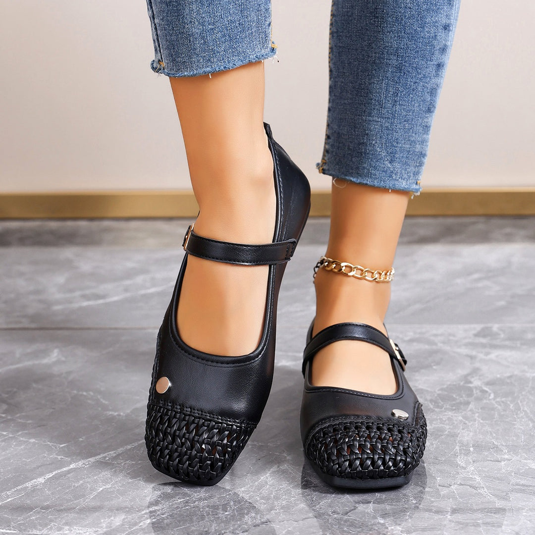 Damen Bequeme und elegante Ballerinas mit geflochtenem Muster EB
