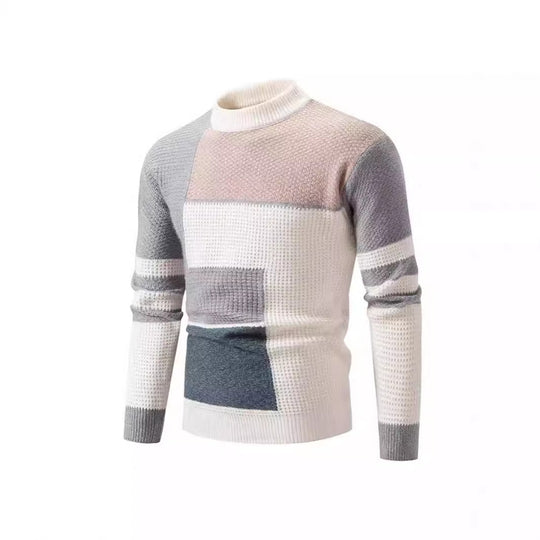 Herren Strukturierter Pullover mit modernem Farbblockdesign EB
