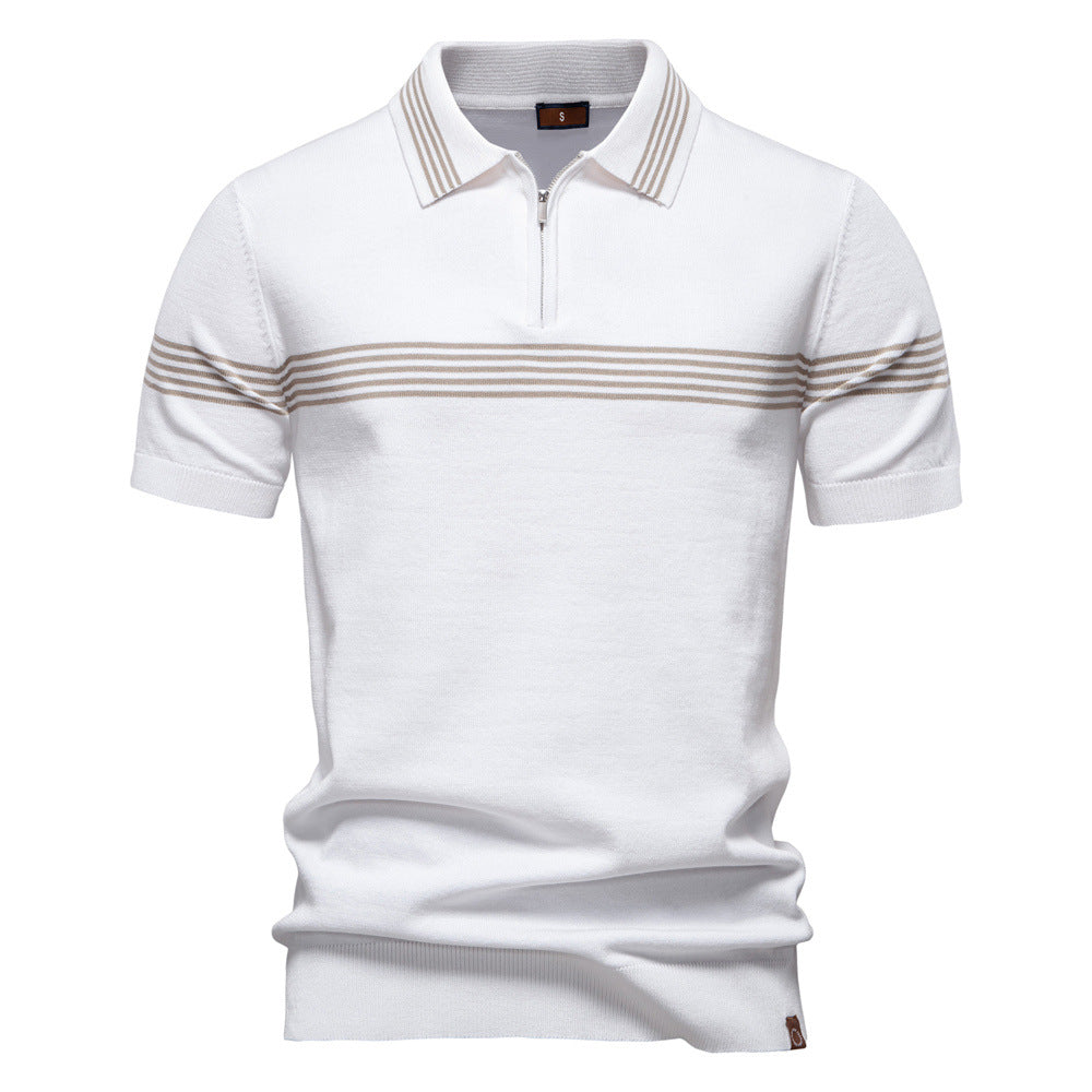 Herren Polo-Shirt mit elegantem Reißverschluss und sportlichem Streifenmuster EB