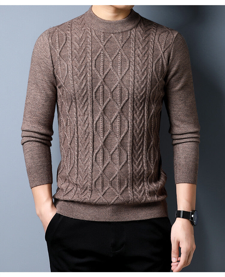 Herren Strickpullover mit strukturiertem Zopfmuster EB