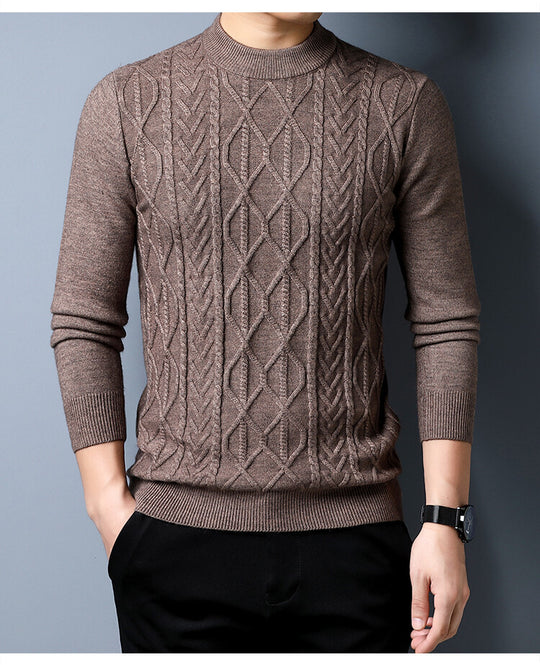 Herren Strickpullover mit strukturiertem Zopfmuster EB