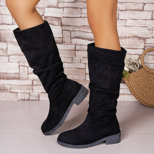 Damen Modische Stiefel mit weichem Wildleder-Look und rutschfester Sohle EB